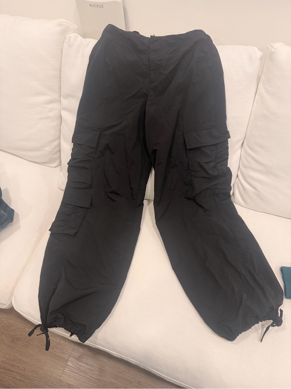 Zara Black Cargo Pants with Drawstring Ankles